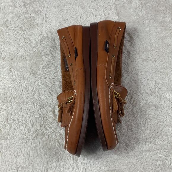 Unbranded duck Genuine Leather tan Tassel Loafer shoes with gold hardware, 9 - Picture 4 of 9